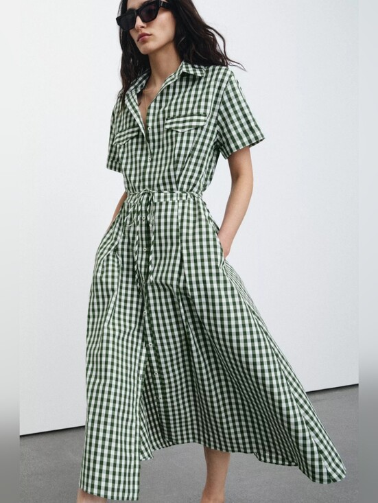 Zara Dresses & Skirts - ZARA GINGHAM CHECK SHIRT DRESS ZW COLLECTION